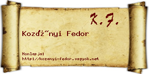 Kozányi Fedor névjegykártya